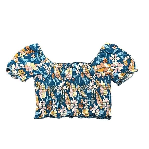 Aerie Cropped Floral Puff Sleeve Top, Size XS, NWT - Picture 2 of 9